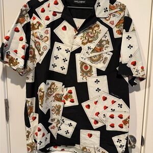 Dolce & Gabbana Men's Black and White Playing Card Shirt